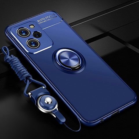 Silikon Hülle Handyhülle Ultra Dünn Schutzhülle Tasche Flexible mit Magnetisch Fingerring Ständer SD3 für Xiaomi Redmi Note 12 Pro Speed 5G Blau