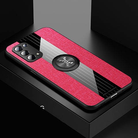 Silikon Hülle Handyhülle Ultra Dünn Schutzhülle Tasche Flexible mit Magnetisch Fingerring Ständer X01L für Oppo A93 5G Rot