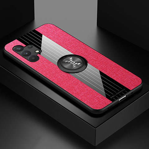 Silikon Hülle Handyhülle Ultra Dünn Schutzhülle Tasche Flexible mit Magnetisch Fingerring Ständer X01L für Samsung Galaxy M32 5G Rot