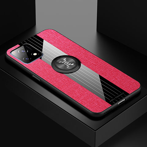 Silikon Hülle Handyhülle Ultra Dünn Schutzhülle Tasche Flexible mit Magnetisch Fingerring Ständer X01L für Vivo iQOO U3 5G Rot
