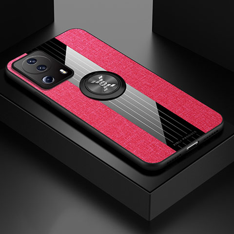 Silikon Hülle Handyhülle Ultra Dünn Schutzhülle Tasche Flexible mit Magnetisch Fingerring Ständer X01L für Xiaomi Mi 12 Lite NE 5G Rot