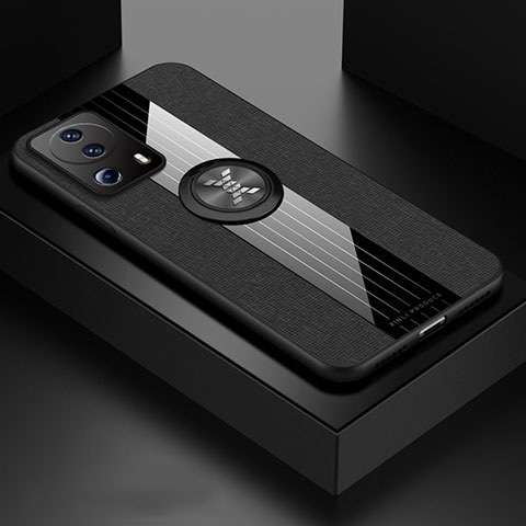 Silikon Hülle Handyhülle Ultra Dünn Schutzhülle Tasche Flexible mit Magnetisch Fingerring Ständer X01L für Xiaomi Mi 12 Lite NE 5G Schwarz