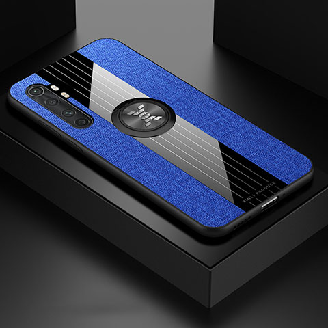 Silikon Hülle Handyhülle Ultra Dünn Schutzhülle Tasche Flexible mit Magnetisch Fingerring Ständer X01L für Xiaomi Mi Note 10 Lite Blau