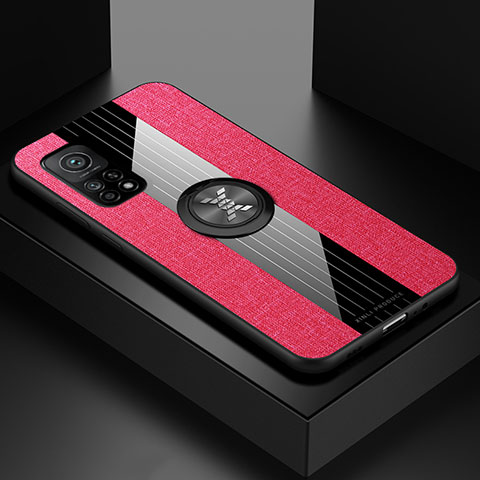 Silikon Hülle Handyhülle Ultra Dünn Schutzhülle Tasche Flexible mit Magnetisch Fingerring Ständer X01L für Xiaomi Redmi K30S 5G Rot