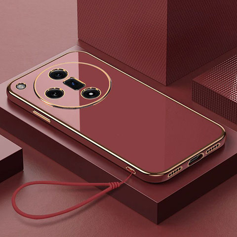 Silikon Hülle Handyhülle Ultra Dünn Schutzhülle Tasche Flexible mit Magnetisch Fingerring Ständer X03L für Oppo Find X7 Ultra 5G Rot