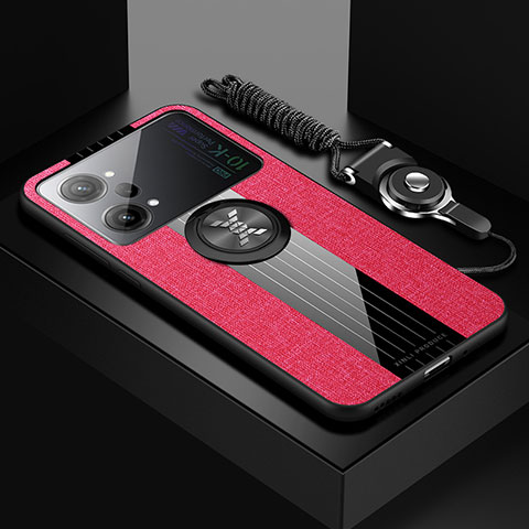 Silikon Hülle Handyhülle Ultra Dünn Schutzhülle Tasche Flexible mit Magnetisch Fingerring Ständer X03L für Oppo K10 Pro 5G Rot