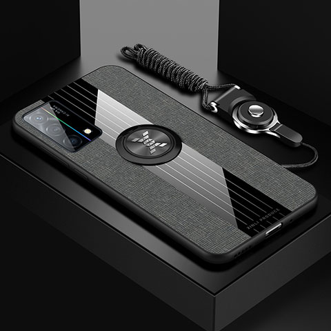 Silikon Hülle Handyhülle Ultra Dünn Schutzhülle Tasche Flexible mit Magnetisch Fingerring Ständer X03L für Oppo K9 5G Grau