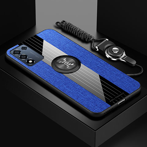 Silikon Hülle Handyhülle Ultra Dünn Schutzhülle Tasche Flexible mit Magnetisch Fingerring Ständer X03L für Oppo K9S 5G Blau