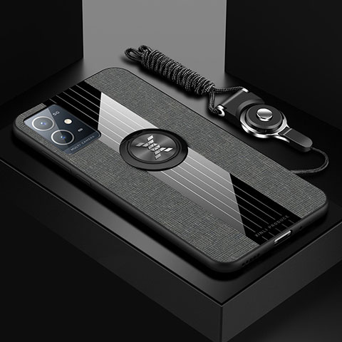 Silikon Hülle Handyhülle Ultra Dünn Schutzhülle Tasche Flexible mit Magnetisch Fingerring Ständer X03L für Vivo Y30 5G Grau