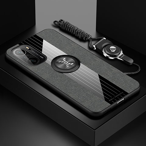Silikon Hülle Handyhülle Ultra Dünn Schutzhülle Tasche Flexible mit Magnetisch Fingerring Ständer X03L für Xiaomi Mi 11X 5G Grau