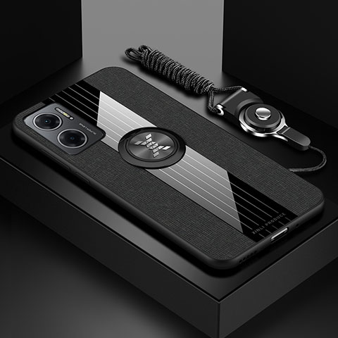 Silikon Hülle Handyhülle Ultra Dünn Schutzhülle Tasche Flexible mit Magnetisch Fingerring Ständer X03L für Xiaomi Redmi 10 Prime Plus 5G Schwarz