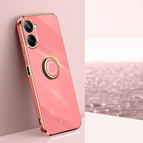 Silikon Hülle Handyhülle Ultra Dünn Schutzhülle Tasche Flexible mit Magnetisch Fingerring Ständer XL1 für Realme 10 Pro 5G Pink