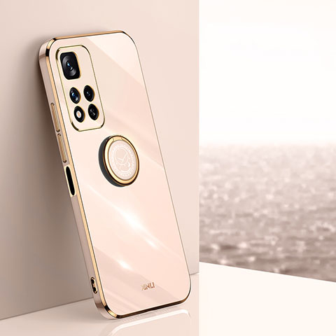 Silikon Hülle Handyhülle Ultra Dünn Schutzhülle Tasche Flexible mit Magnetisch Fingerring Ständer XL1 für Xiaomi Mi 11i 5G (2022) Gold