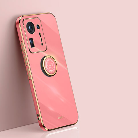 Silikon Hülle Handyhülle Ultra Dünn Schutzhülle Tasche Flexible mit Magnetisch Fingerring Ständer XL1 für Xiaomi Mi Mix 4 5G Pink