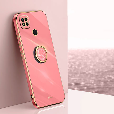 Silikon Hülle Handyhülle Ultra Dünn Schutzhülle Tasche Flexible mit Magnetisch Fingerring Ständer XL1 für Xiaomi Redmi 9C Pink