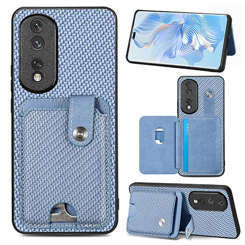 Silikon Hülle Handyhülle Ultra Dünn Schutzhülle Tasche Flexible mit Magnetisch S01D für Huawei Honor 80 Pro Flat 5G Blau