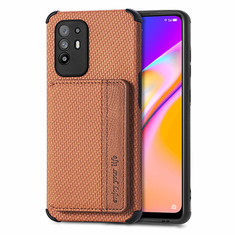 Silikon Hülle Handyhülle Ultra Dünn Schutzhülle Tasche Flexible mit Magnetisch S01D für Oppo A94 5G Braun