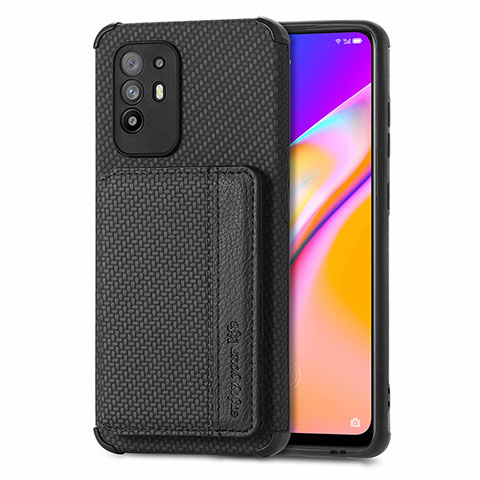 Silikon Hülle Handyhülle Ultra Dünn Schutzhülle Tasche Flexible mit Magnetisch S01D für Oppo A95 5G Schwarz