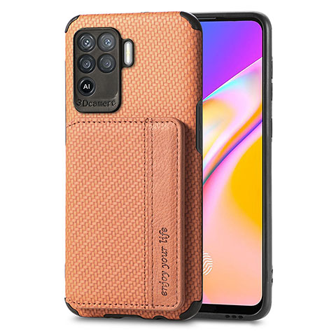 Silikon Hülle Handyhülle Ultra Dünn Schutzhülle Tasche Flexible mit Magnetisch S01D für Oppo F19 Pro Braun