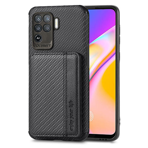 Silikon Hülle Handyhülle Ultra Dünn Schutzhülle Tasche Flexible mit Magnetisch S01D für Oppo Reno5 F Schwarz