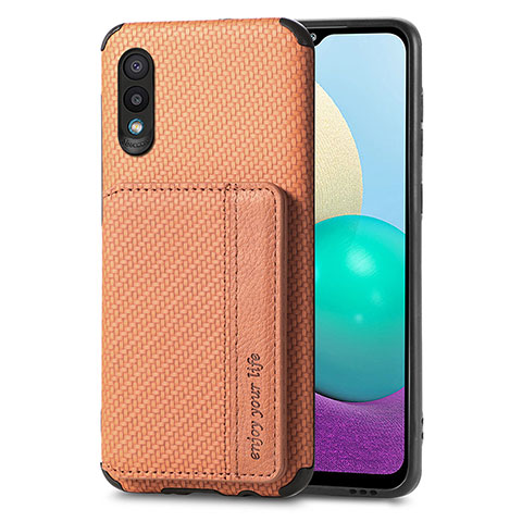 Silikon Hülle Handyhülle Ultra Dünn Schutzhülle Tasche Flexible mit Magnetisch S01D für Samsung Galaxy A02 Braun