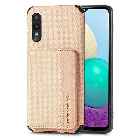 Silikon Hülle Handyhülle Ultra Dünn Schutzhülle Tasche Flexible mit Magnetisch S01D für Samsung Galaxy A02 Gold