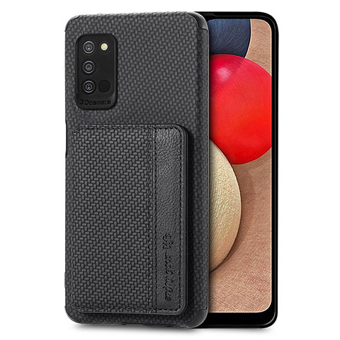 Silikon Hülle Handyhülle Ultra Dünn Schutzhülle Tasche Flexible mit Magnetisch S01D für Samsung Galaxy A03s Schwarz