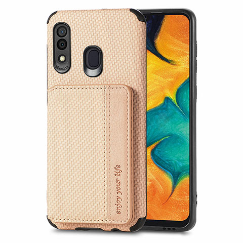 Silikon Hülle Handyhülle Ultra Dünn Schutzhülle Tasche Flexible mit Magnetisch S01D für Samsung Galaxy A20 Gold