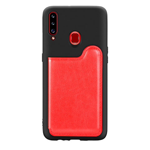 Silikon Hülle Handyhülle Ultra Dünn Schutzhülle Tasche Flexible mit Magnetisch S01D für Samsung Galaxy A20s Rot