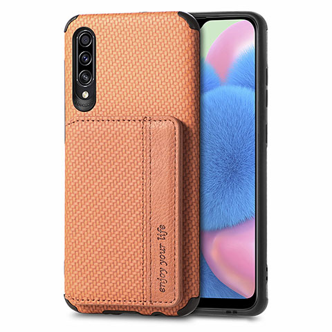 Silikon Hülle Handyhülle Ultra Dünn Schutzhülle Tasche Flexible mit Magnetisch S01D für Samsung Galaxy A30S Braun