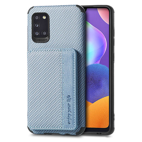 Silikon Hülle Handyhülle Ultra Dünn Schutzhülle Tasche Flexible mit Magnetisch S01D für Samsung Galaxy A31 Blau