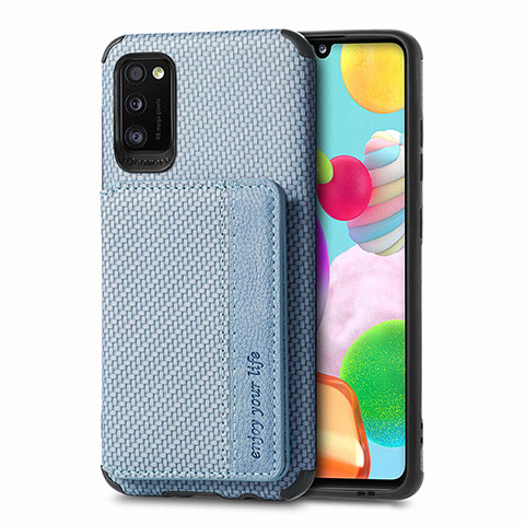 Silikon Hülle Handyhülle Ultra Dünn Schutzhülle Tasche Flexible mit Magnetisch S01D für Samsung Galaxy A41 Blau