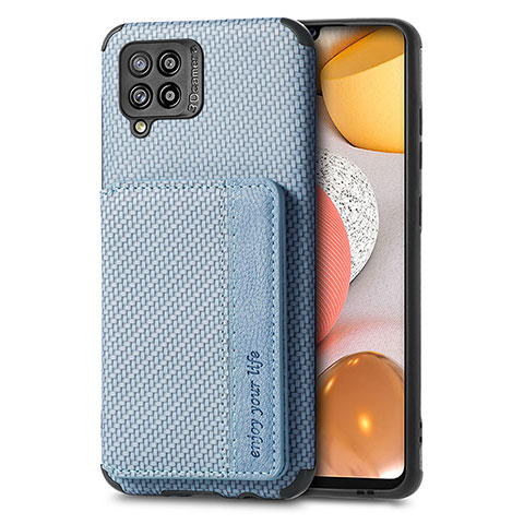 Silikon Hülle Handyhülle Ultra Dünn Schutzhülle Tasche Flexible mit Magnetisch S01D für Samsung Galaxy A42 5G Blau