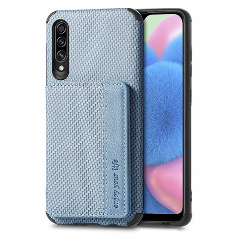 Silikon Hülle Handyhülle Ultra Dünn Schutzhülle Tasche Flexible mit Magnetisch S01D für Samsung Galaxy A50 Blau