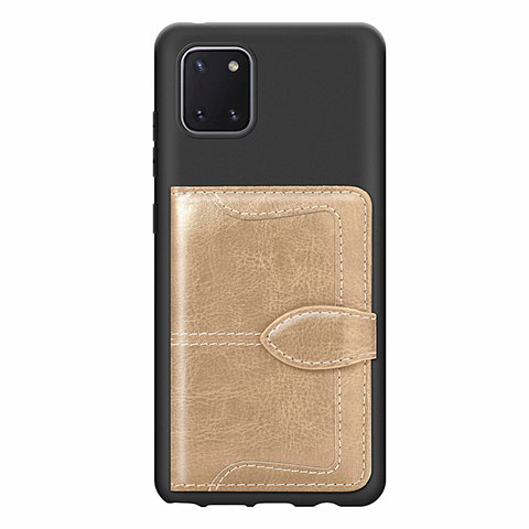 Silikon Hülle Handyhülle Ultra Dünn Schutzhülle Tasche Flexible mit Magnetisch S01D für Samsung Galaxy A81 Gold