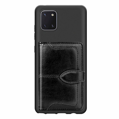 Silikon Hülle Handyhülle Ultra Dünn Schutzhülle Tasche Flexible mit Magnetisch S01D für Samsung Galaxy A81 Schwarz