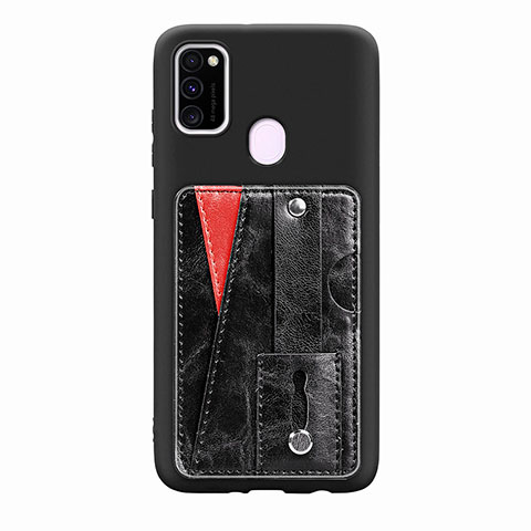 Silikon Hülle Handyhülle Ultra Dünn Schutzhülle Tasche Flexible mit Magnetisch S01D für Samsung Galaxy M30s Schwarz