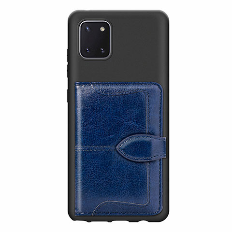 Silikon Hülle Handyhülle Ultra Dünn Schutzhülle Tasche Flexible mit Magnetisch S01D für Samsung Galaxy Note 10 Lite Blau