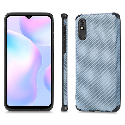 Silikon Hülle Handyhülle Ultra Dünn Schutzhülle Tasche Flexible mit Magnetisch S01D für Xiaomi Redmi 9A Blau