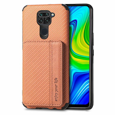 Silikon Hülle Handyhülle Ultra Dünn Schutzhülle Tasche Flexible mit Magnetisch S01D für Xiaomi Redmi Note 9 Braun