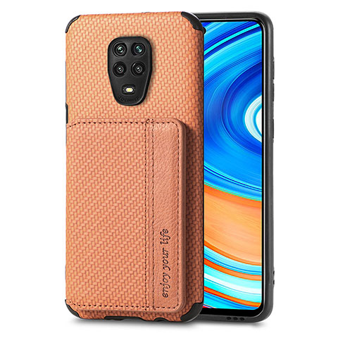 Silikon Hülle Handyhülle Ultra Dünn Schutzhülle Tasche Flexible mit Magnetisch S01D für Xiaomi Redmi Note 9 Pro Max Braun