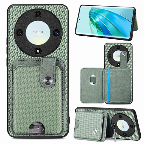 Silikon Hülle Handyhülle Ultra Dünn Schutzhülle Tasche Flexible mit Magnetisch S02D für Huawei Honor X9a 5G Grün
