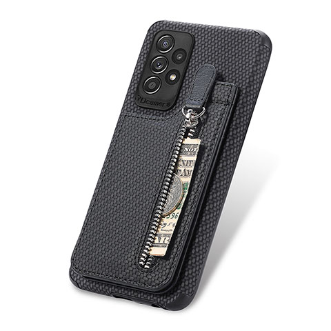 Silikon Hülle Handyhülle Ultra Dünn Schutzhülle Tasche Flexible mit Magnetisch S02D für Samsung Galaxy A52 5G Schwarz