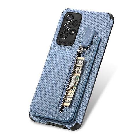 Silikon Hülle Handyhülle Ultra Dünn Schutzhülle Tasche Flexible mit Magnetisch S02D für Samsung Galaxy A72 5G Blau