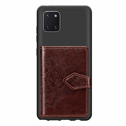 Silikon Hülle Handyhülle Ultra Dünn Schutzhülle Tasche Flexible mit Magnetisch S02D für Samsung Galaxy A81 Braun