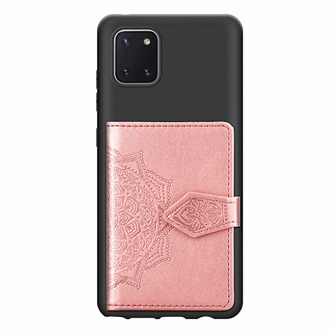 Silikon Hülle Handyhülle Ultra Dünn Schutzhülle Tasche Flexible mit Magnetisch S02D für Samsung Galaxy A81 Rosa