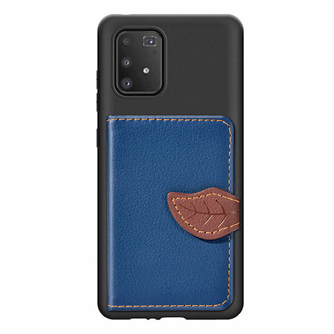 Silikon Hülle Handyhülle Ultra Dünn Schutzhülle Tasche Flexible mit Magnetisch S02D für Samsung Galaxy A91 Blau