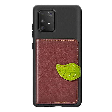 Silikon Hülle Handyhülle Ultra Dünn Schutzhülle Tasche Flexible mit Magnetisch S02D für Samsung Galaxy A91 Braun