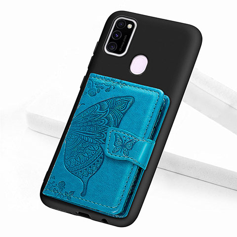 Silikon Hülle Handyhülle Ultra Dünn Schutzhülle Tasche Flexible mit Magnetisch S02D für Samsung Galaxy M30s Blau