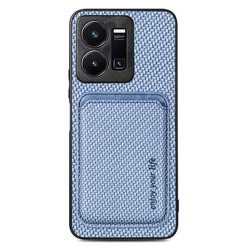 Silikon Hülle Handyhülle Ultra Dünn Schutzhülle Tasche Flexible mit Magnetisch S02D für Vivo Y35 4G Blau